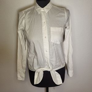 Madewell White Tie Front Oxford Shirt size XSmall